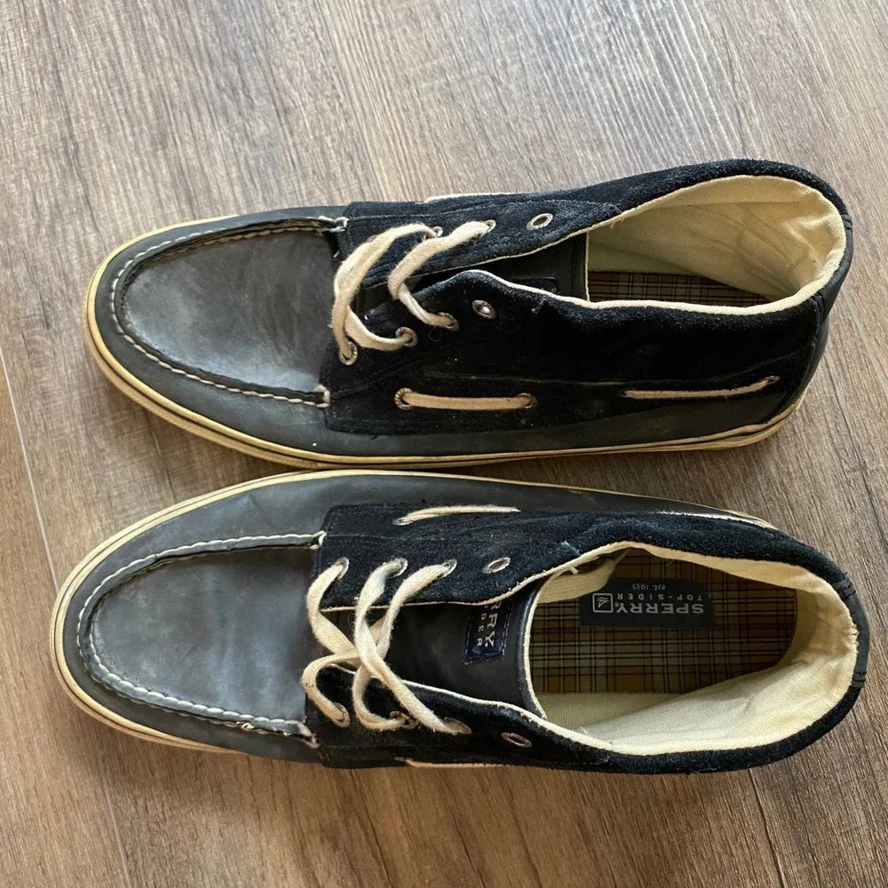 Sperry Top-Sider Bahama Chukka Mens Black Leather Suede Boat Shoes 12 0224394